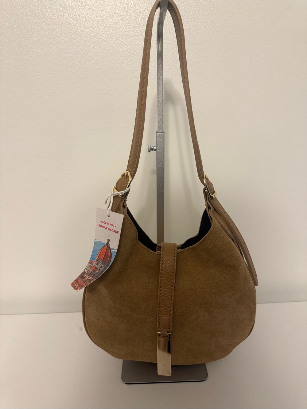 Isadora Suede Crescent Shoulder Bag in Brown NWT